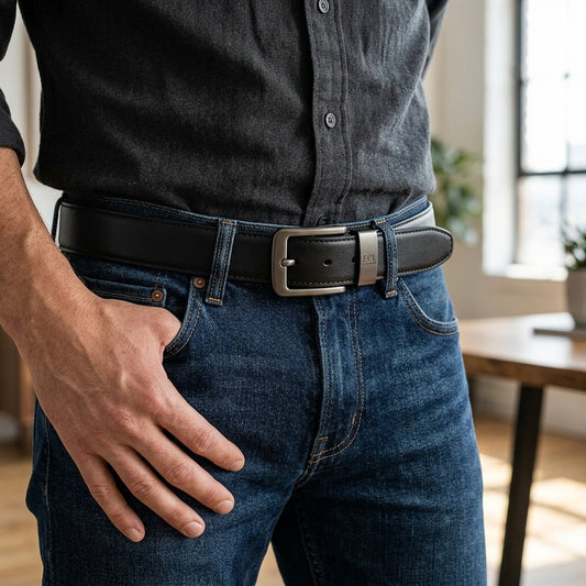 ECL Premium Black Leather Belt for Men – Classic Formal & Casual Belt